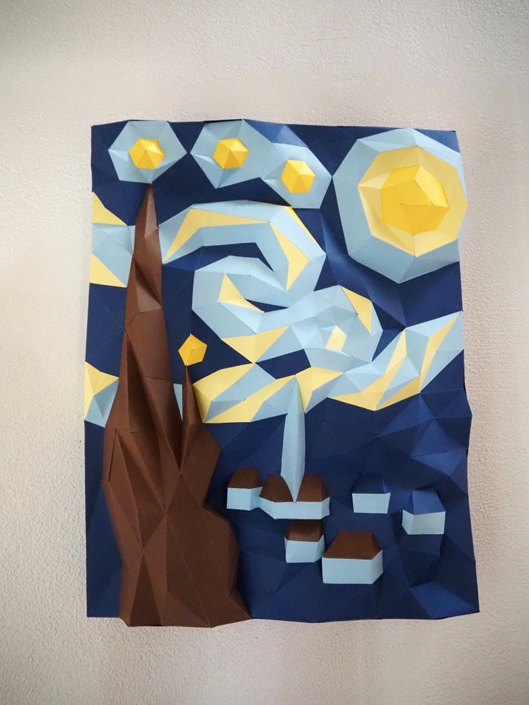 A Noite Estrelada – Quadro papercraft 3D inspirado em Van Gogh A Noite Estrelada – Quadro papercraft 3D inspirado em Van Gogh