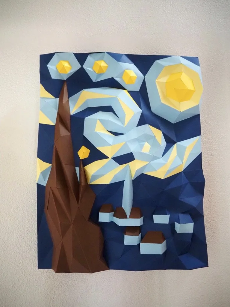 Starry Night – 3D papercraft artwork inspired by Van Gogh