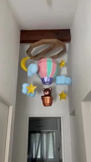 3D-Papercraft-Mobile mit Teddybär für Babys
