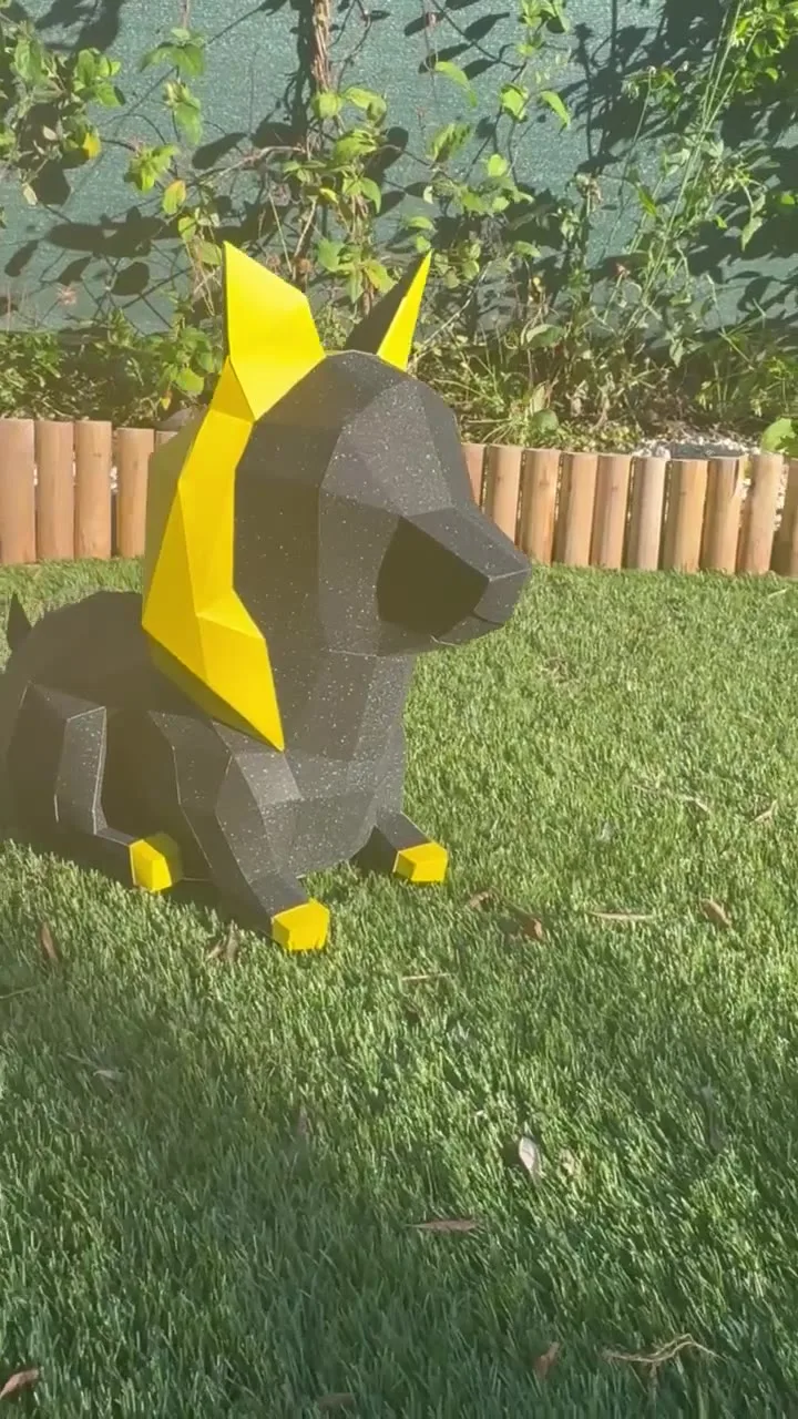 Papercraft de chien égyptien en origami 3D