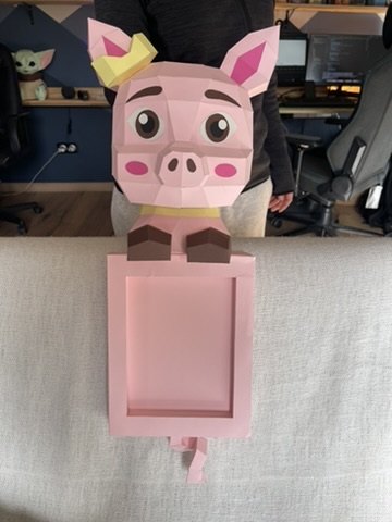 Photo frame with pig head