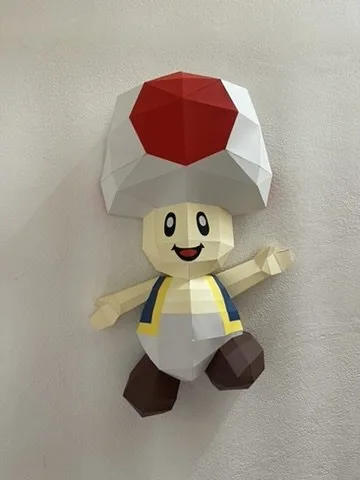 Papercraft de porquinho com laço em origami 3D