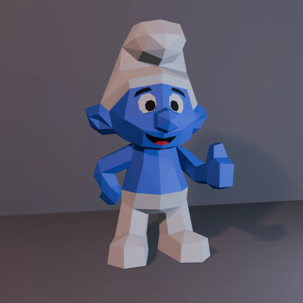 Puffo papercraft 3D da appoggiare - PDF SVG DXF