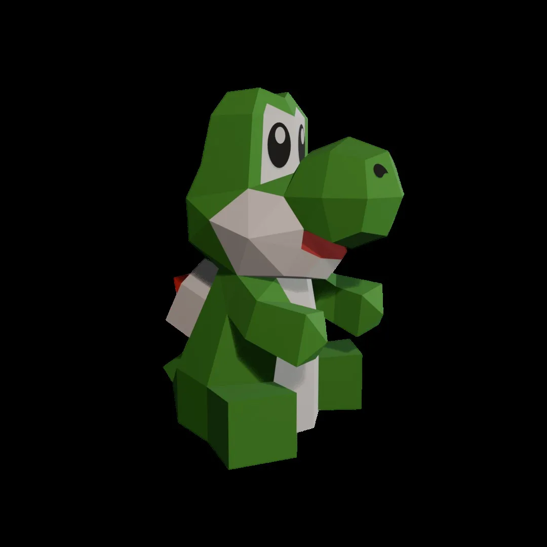 Yoshi papercraft 3D paper model, vue 4