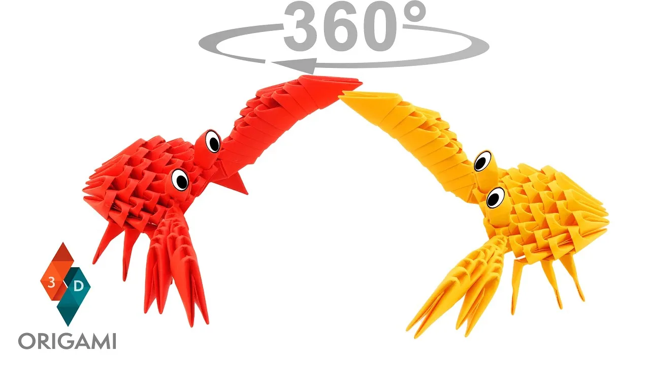 Vue 360 du modèle origami 3D Crabes