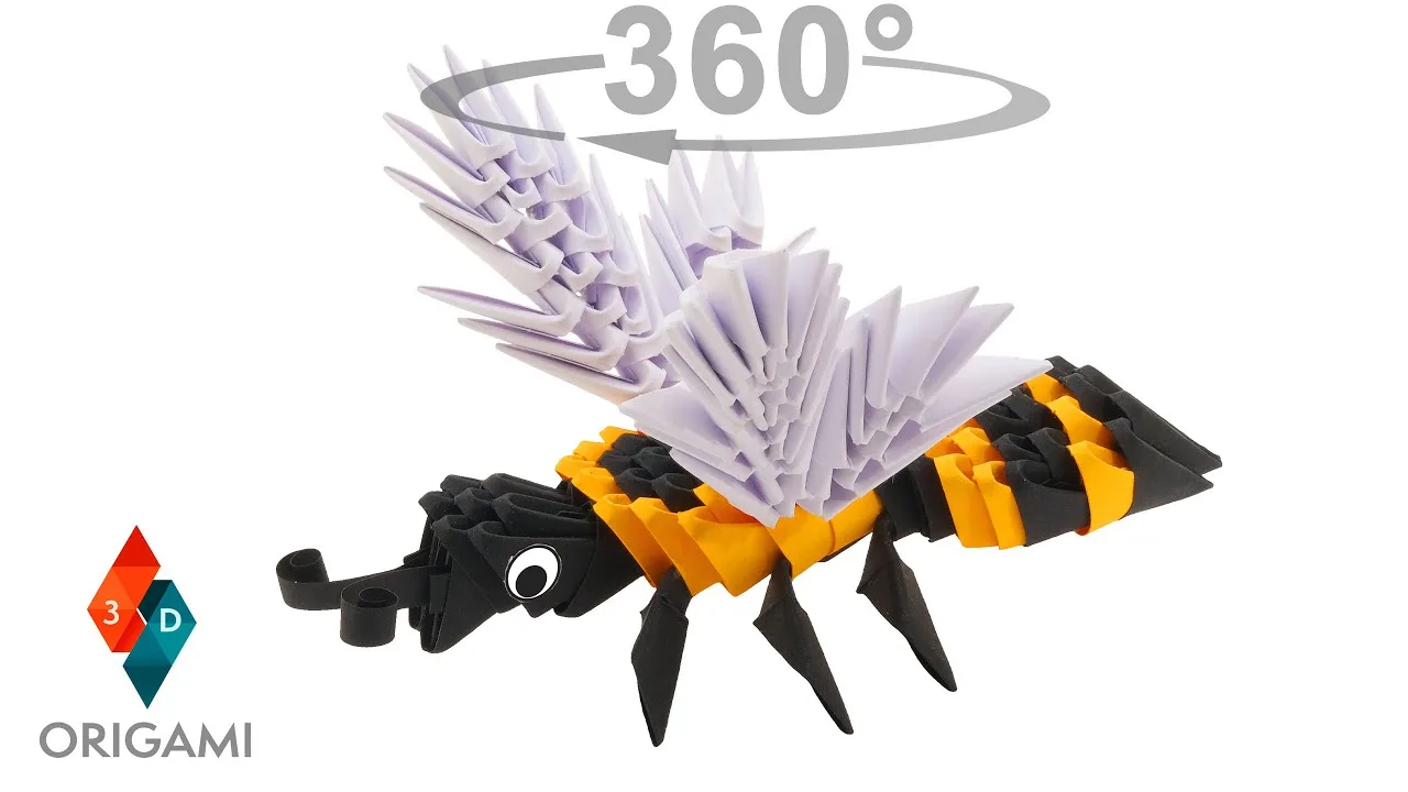 Vue 360 du modèle origami 3D Abeille