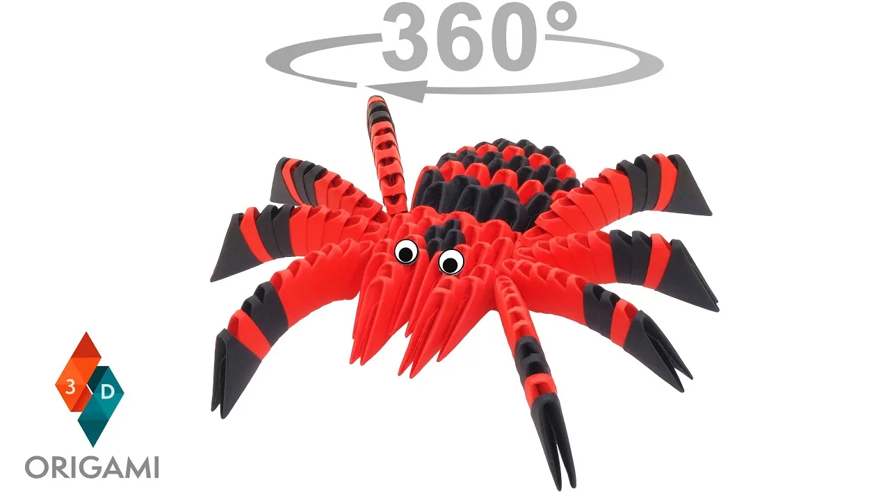 Vue 360 du modèle origami 3D Araignée