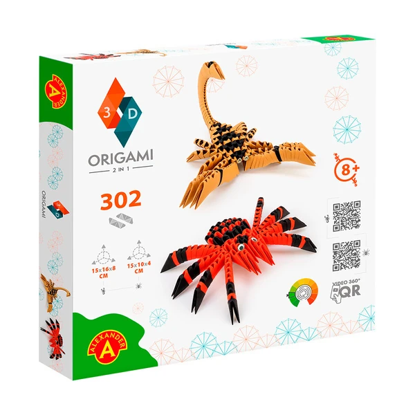 3D Origami Kit Spider and Scorpion 2-in-1