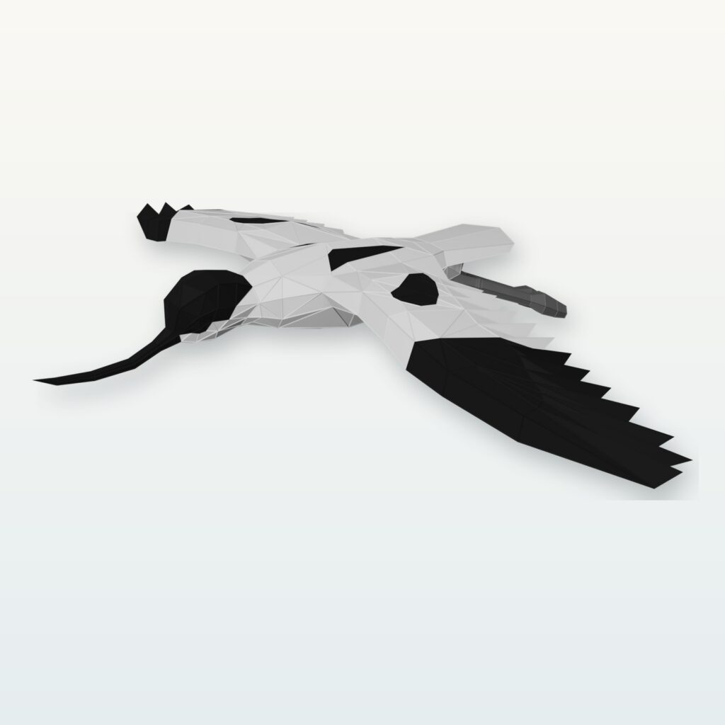 Pied avocet in flight, 3D papercraft model