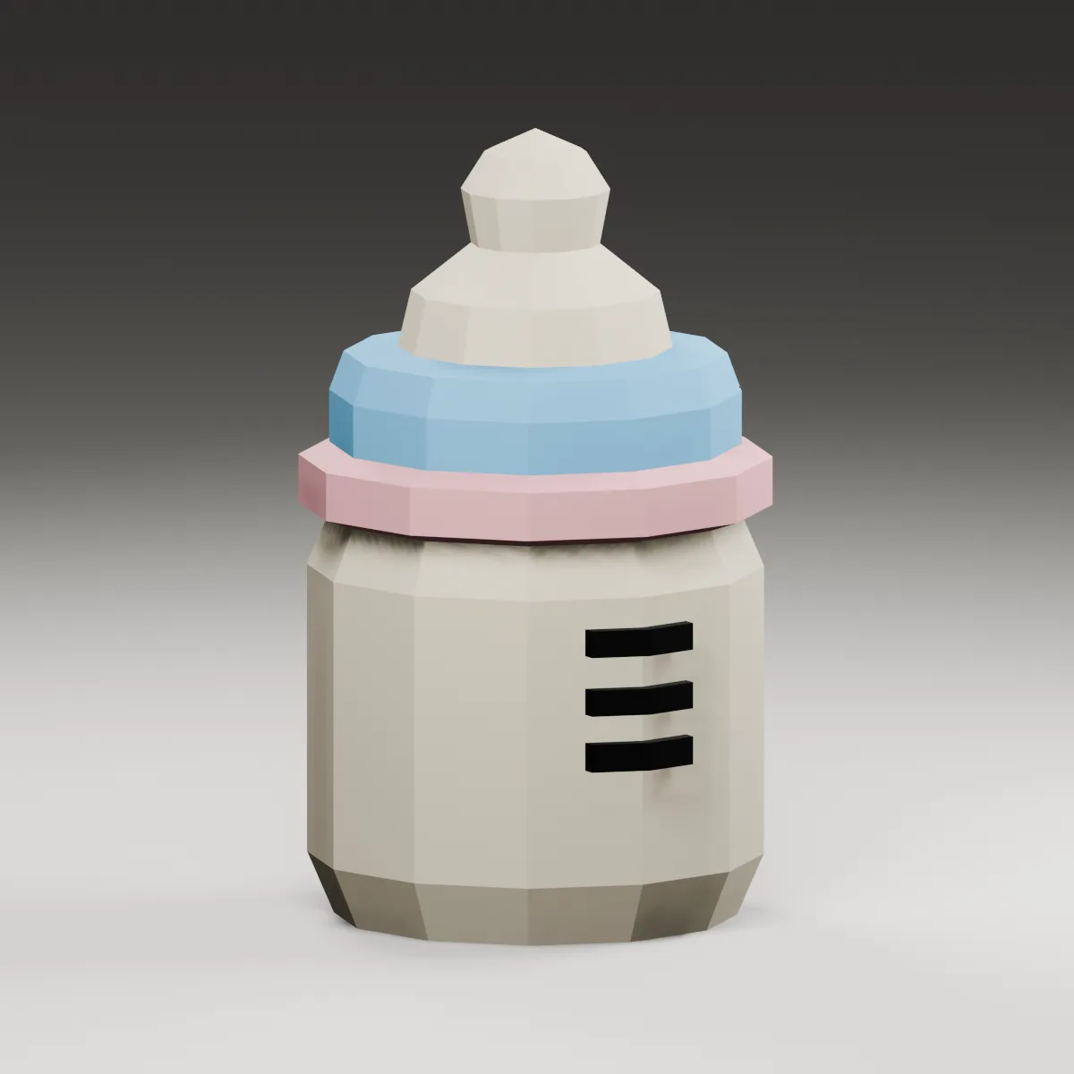 Biberon bébé papercraft 3D, vue fidèle 1