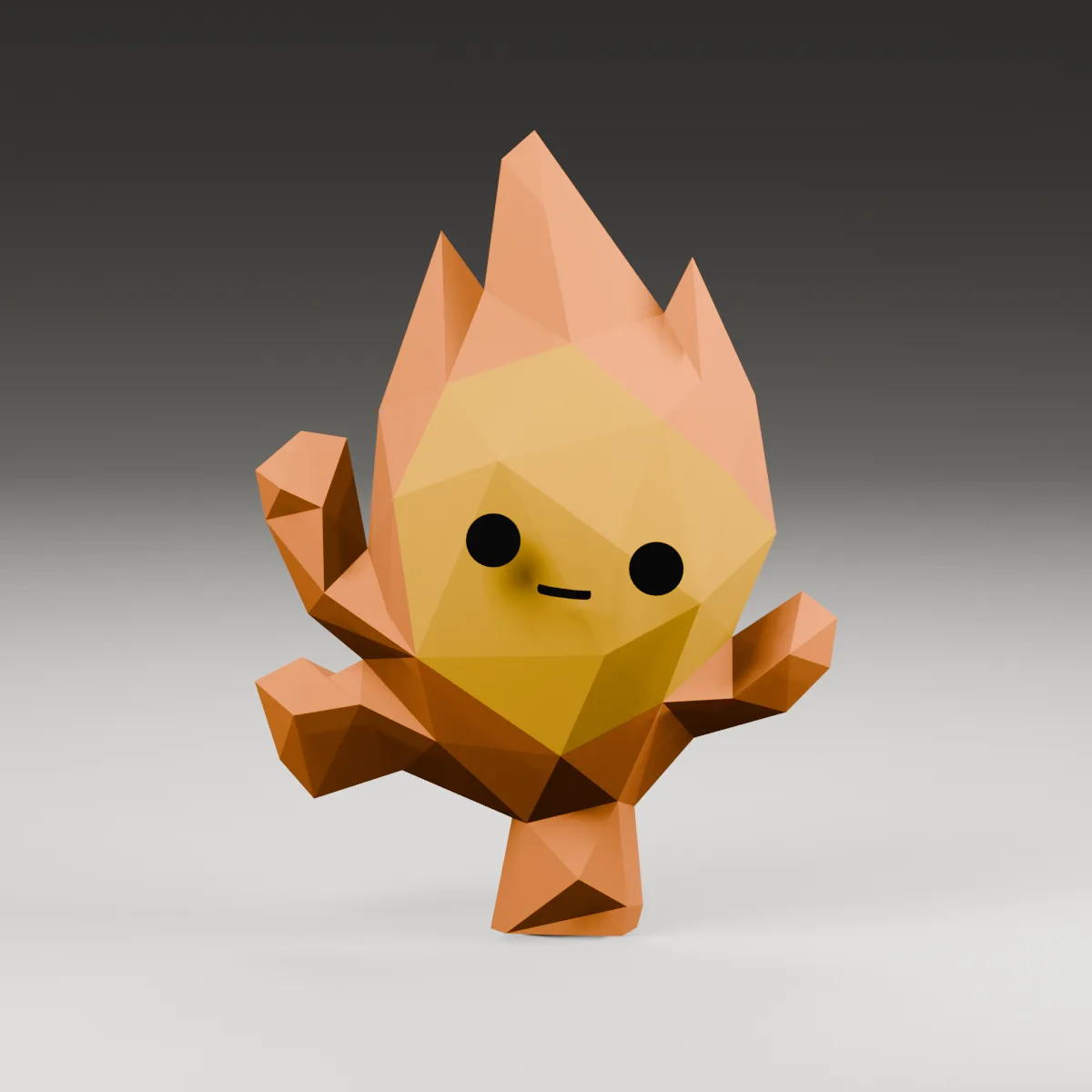 Calcifer papercraft 3D, vue fidèle 2