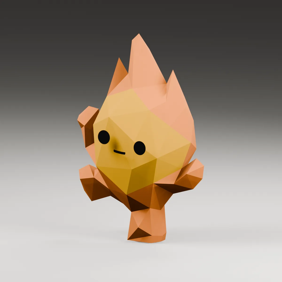 Calcifer papercraft 3D, vue fidèle 3