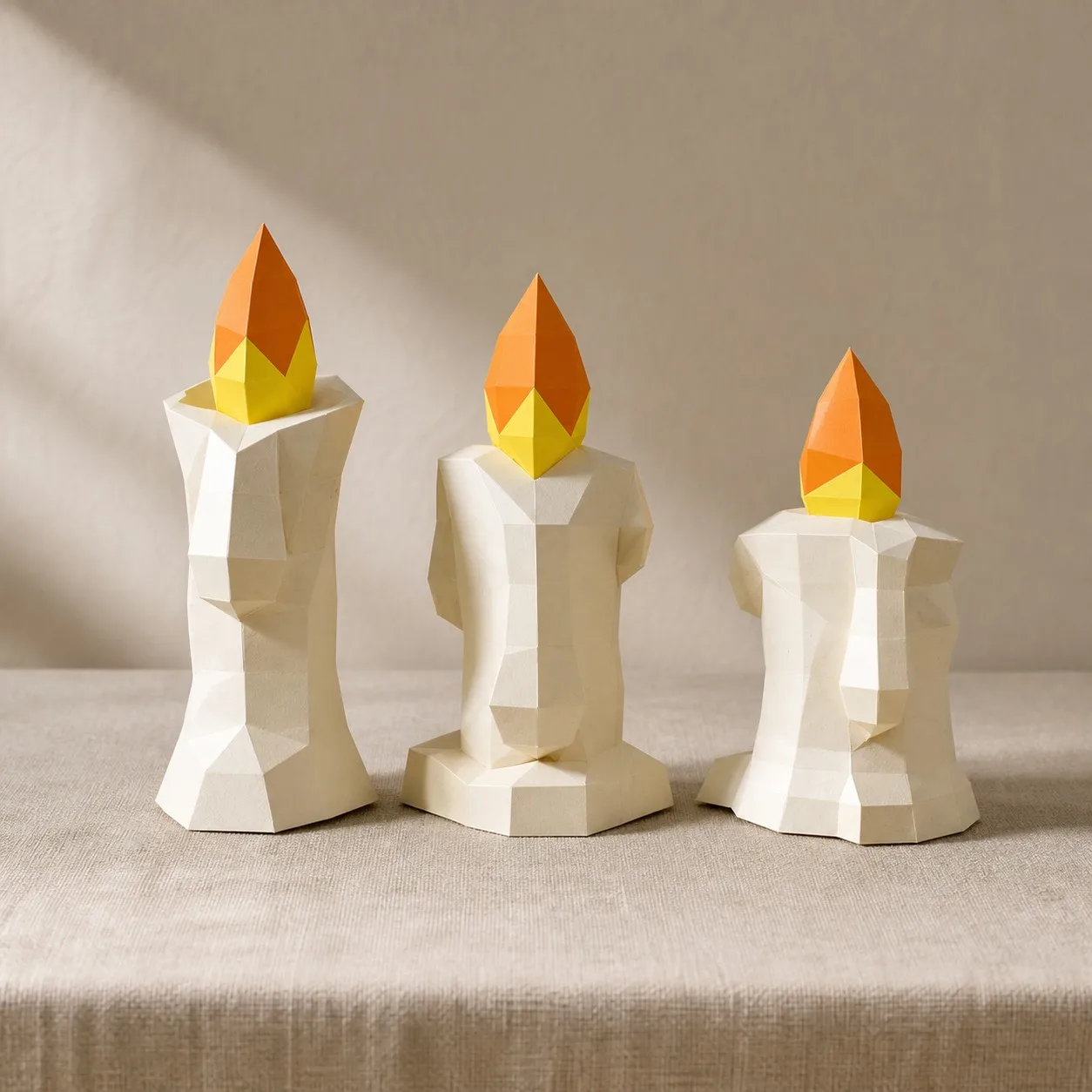 Set of Three Decorative Candles 3D Papercraft, view 3