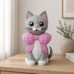 Cat with Large Pink Bow 3D Papercraft