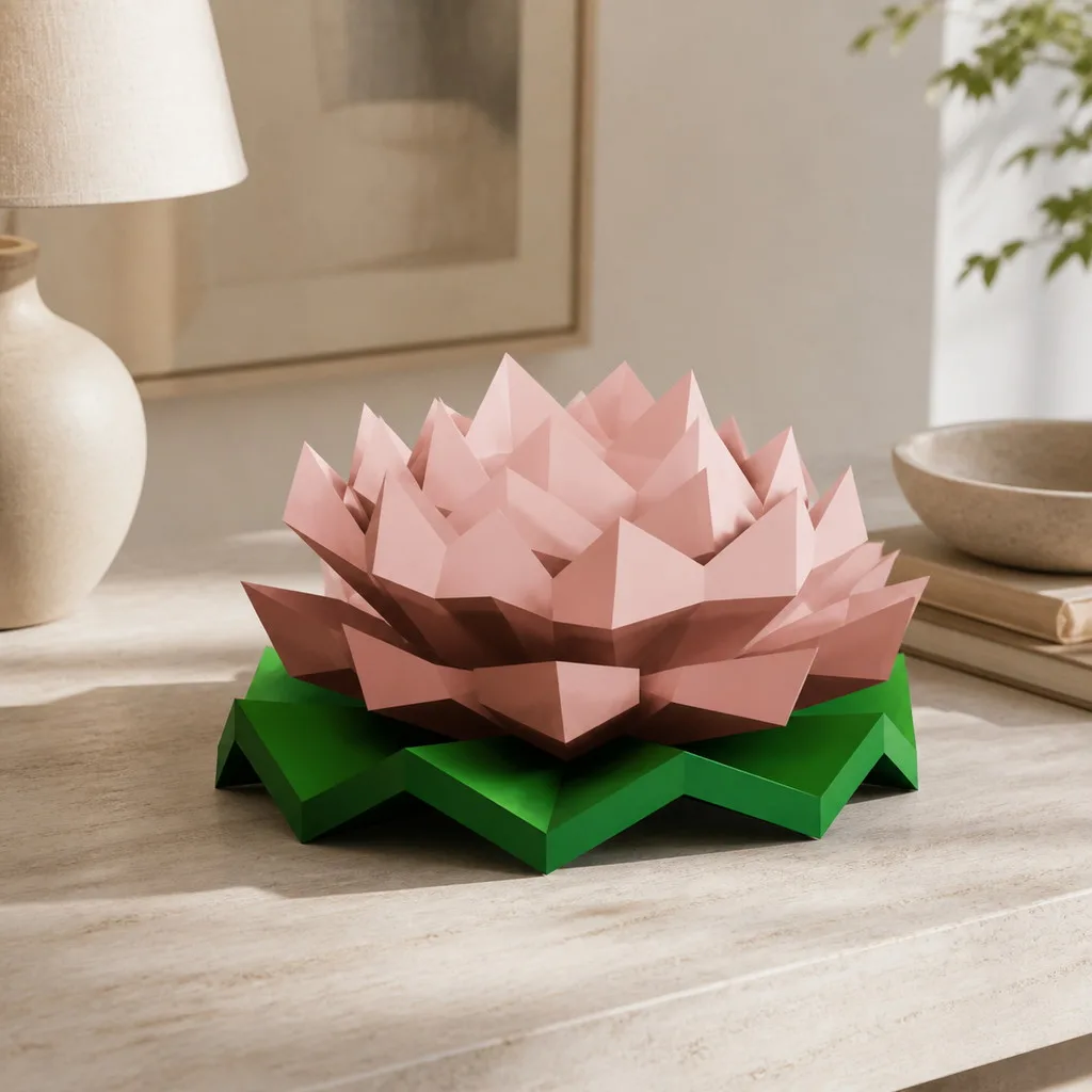 Lotusblume aus 3D-Papercraft - PDF SVG DXF