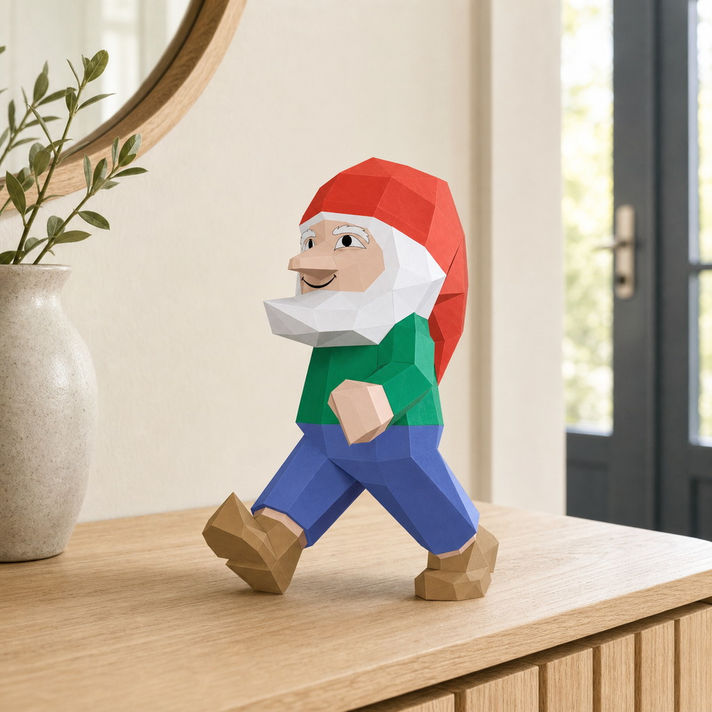Walking gnome 3D papercraft – PDF SVG DXF