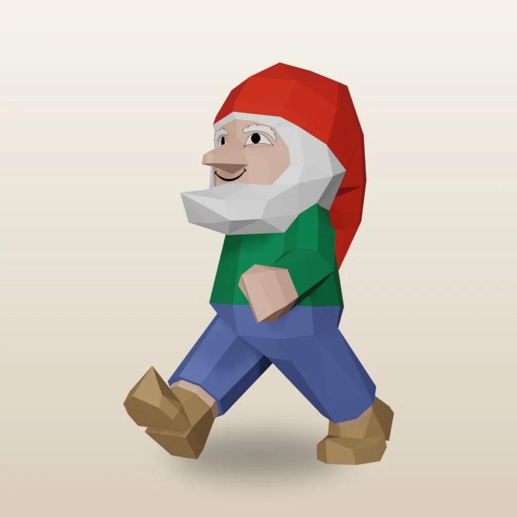 Walking gnome 3D papercraft – PDF SVG DXF