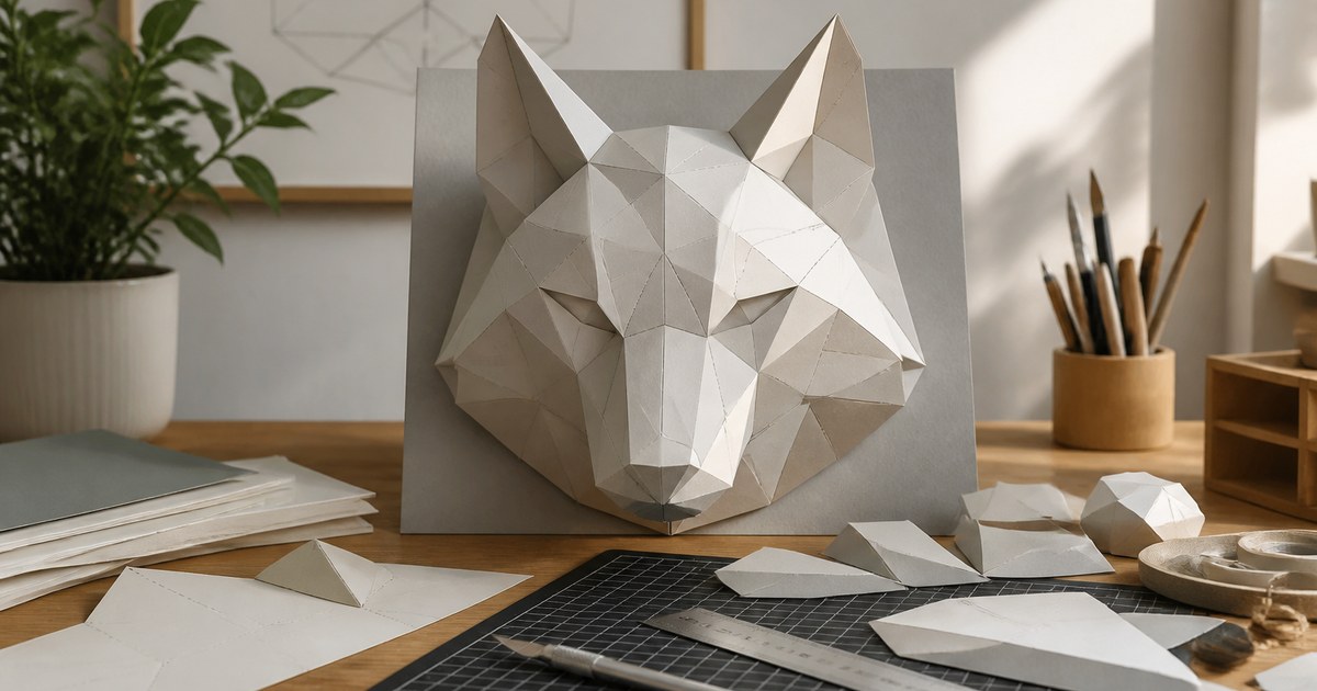 Sculpture murale en papercraft 3D avec outils de découpe de précision