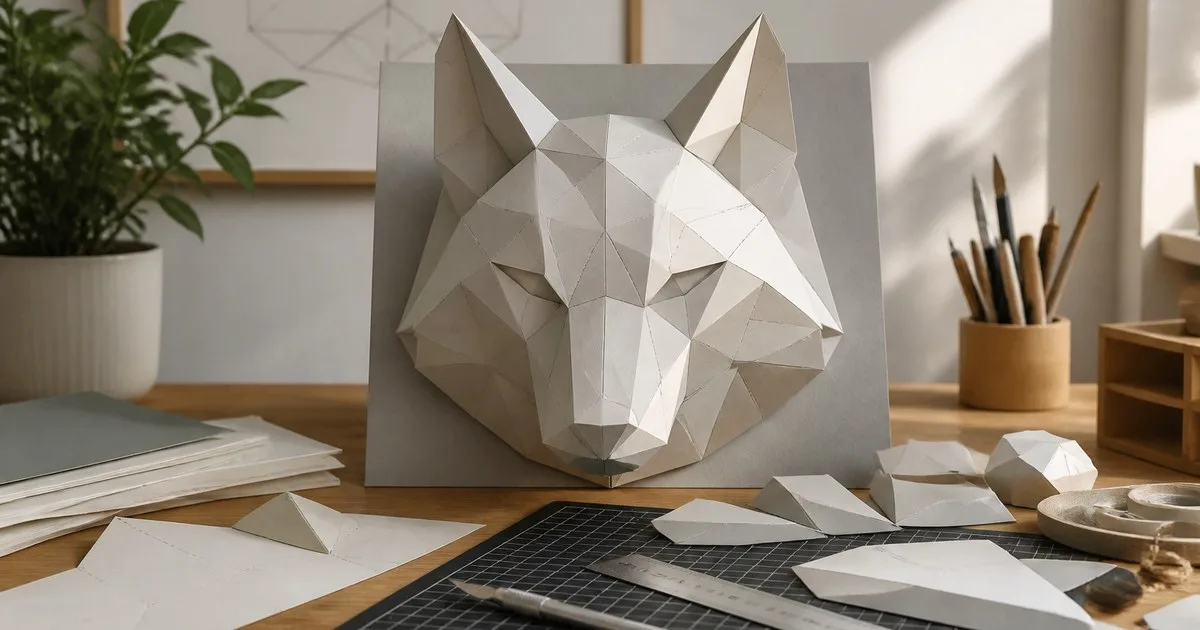Sculpture murale en papercraft 3D avec outils de découpe de précision