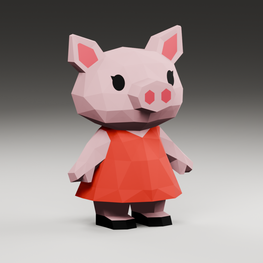 Peppa Pig in papercraft 3D – PDF SVG DXF