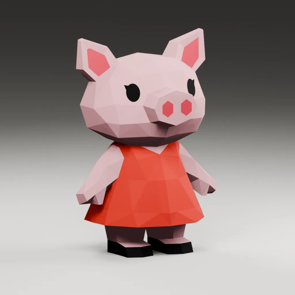 Peppa Pig en papercraft 3D - PDF SVG DXF