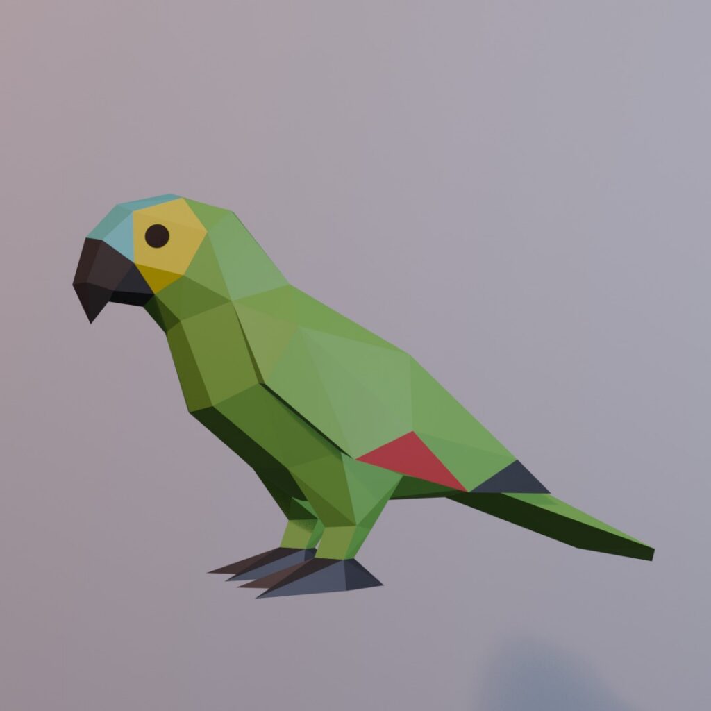 Papagaio verde em papercraft 3D – PDF SVG DXF