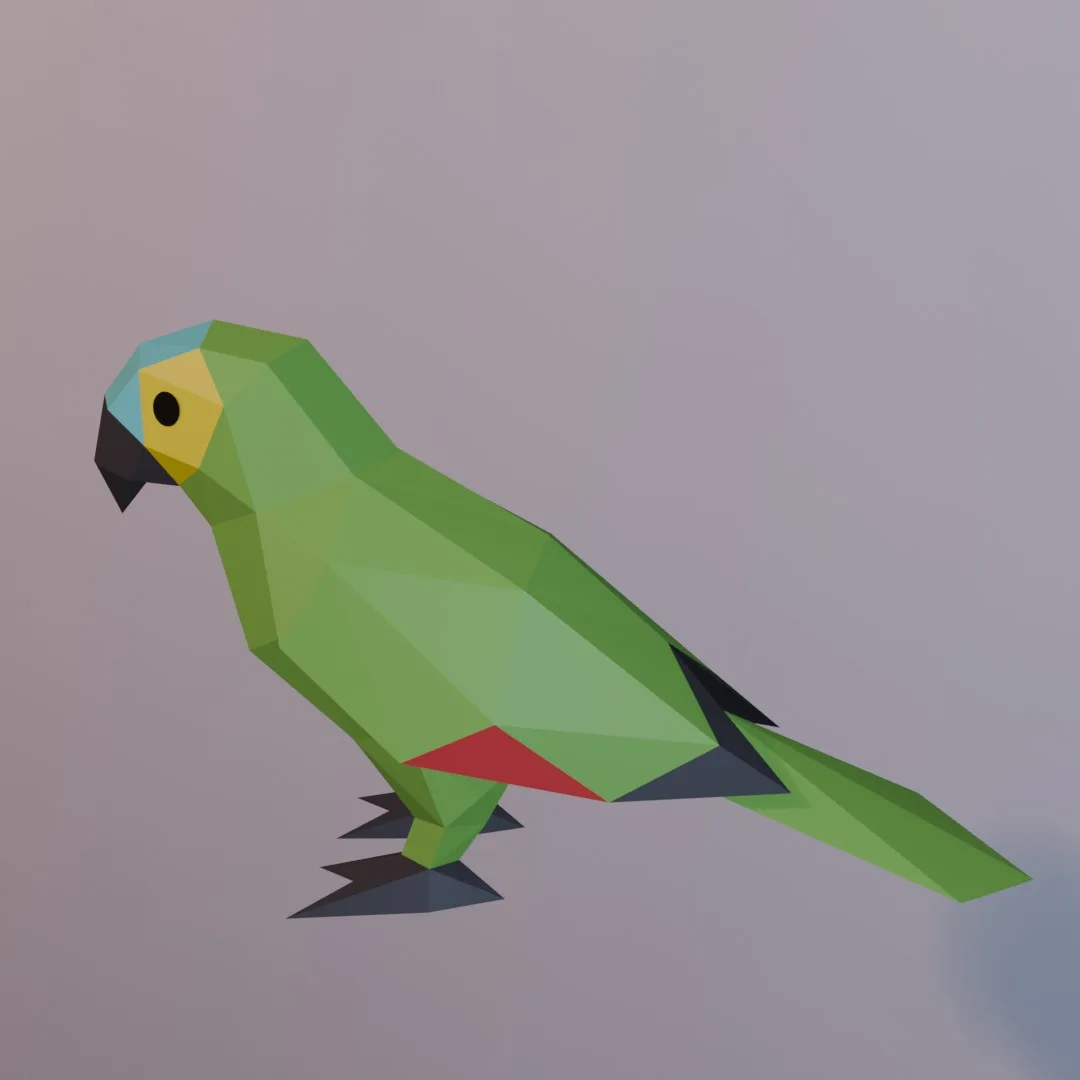 Perroquet vert papercraft 3D, vue fidèle 2