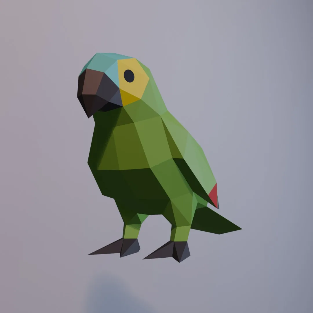 Perroquet vert papercraft 3D, vue fidèle 3
