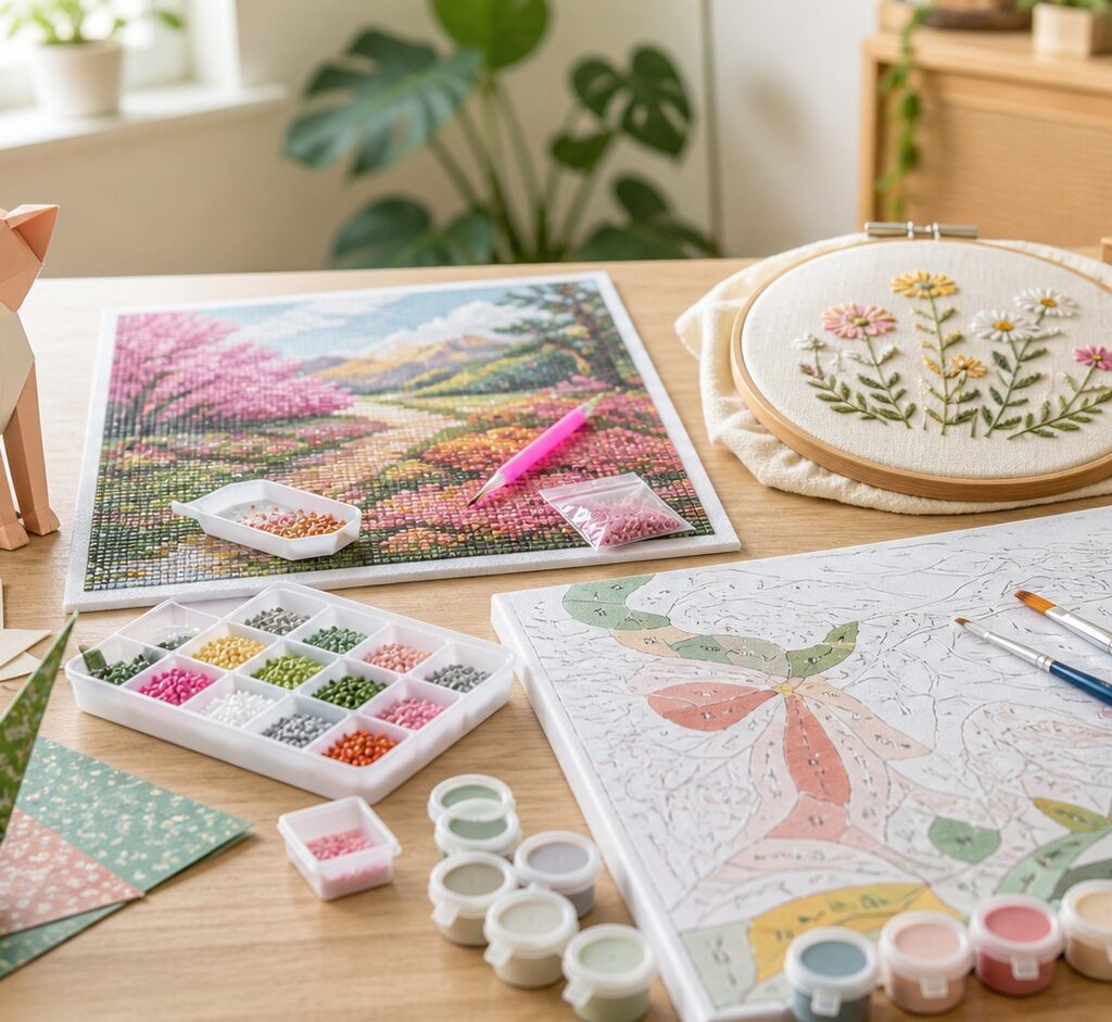 Papercraft, origami, diamond painting, broderie et peinture par numéros pour débutants