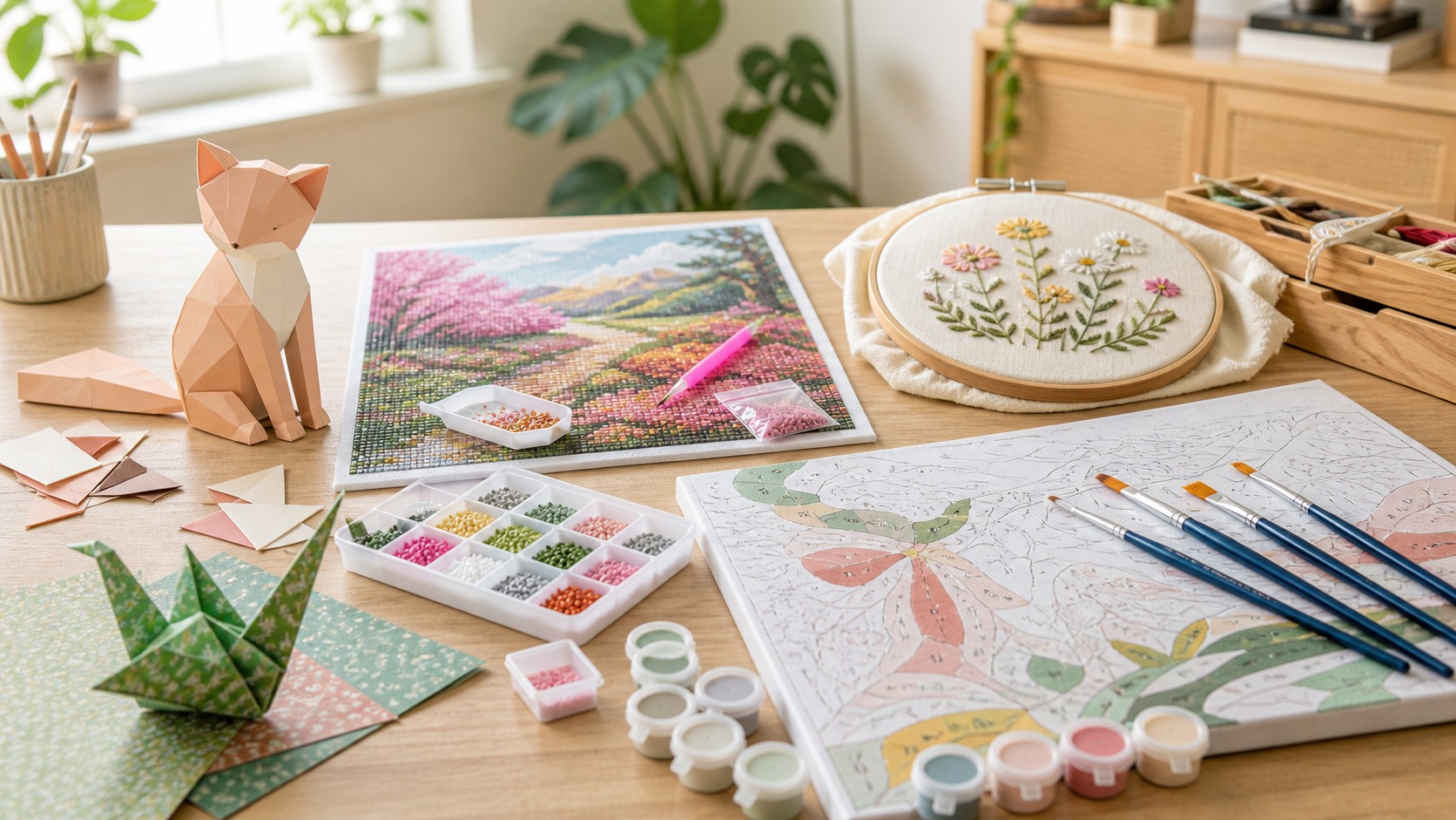 Papercraft, origami, diamond painting, broderie et peinture par numéros pour débutants