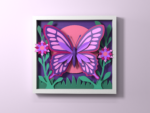 Papercraft Butterfly Shadow Box Template | 3d paint | Layered Paper Art SVG | DIY 3D Wall Decor | Cricut Papercraft, vue 3