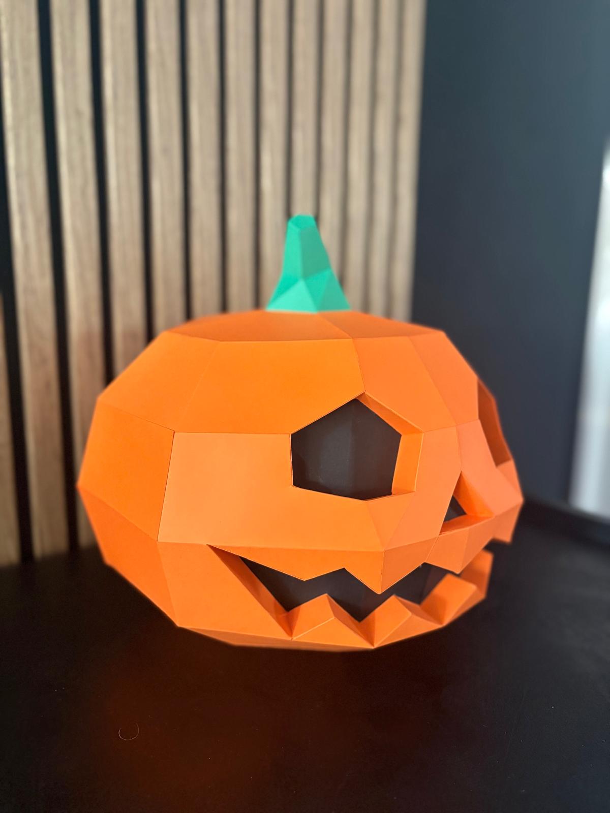 Citrouille Halloween papercraft 1 Papercraft de abóbora sorridente para Halloween em origami 3D