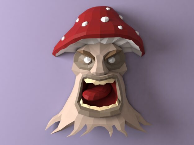 Mushroom Sculpture Papercraft DIY Wall decor | PDF, SVG | Printable Template