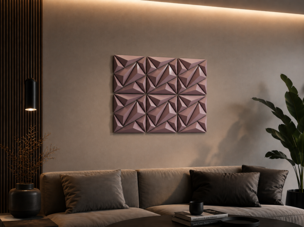 Geometric Wall Decor PDF Template | 3D Papercraft Wall Art | DIY Paper Wall Panels | Modern Polygon Decor | Printable Pattern, vue 2