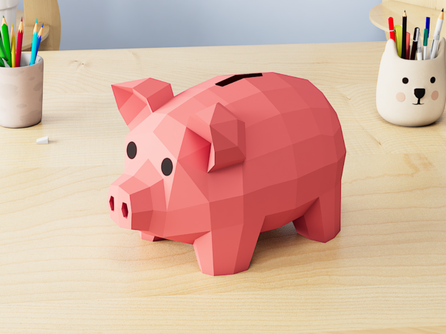 Piggy bank papercraft DIY | PDF, SVG | Printable template | Cricut