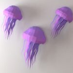 Jellyfish Papercraft Wall Decor | Low Poly | Room Decor | PDF,SVG | | Cricut
