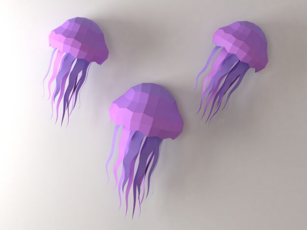Jellyfish Papercraft Wall Decor | Low Poly | Room Decor | PDF,SVG | | Cricut