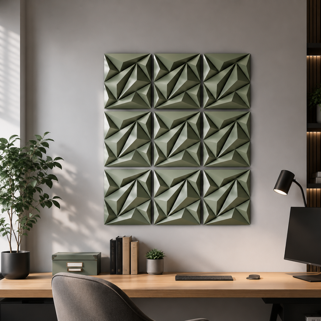 Geometric Wall Decor PDF Template | 3D Papercraft Wall Art | DIY Paper Wall Panels | Modern Polygon Decor | Printable Pattern, vue 3