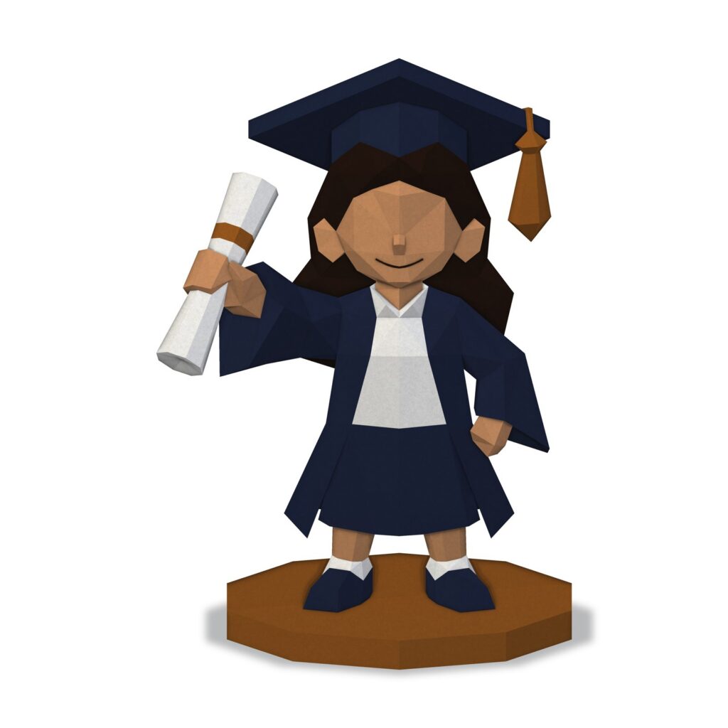 Papercraft fille diplômée en origami 3D