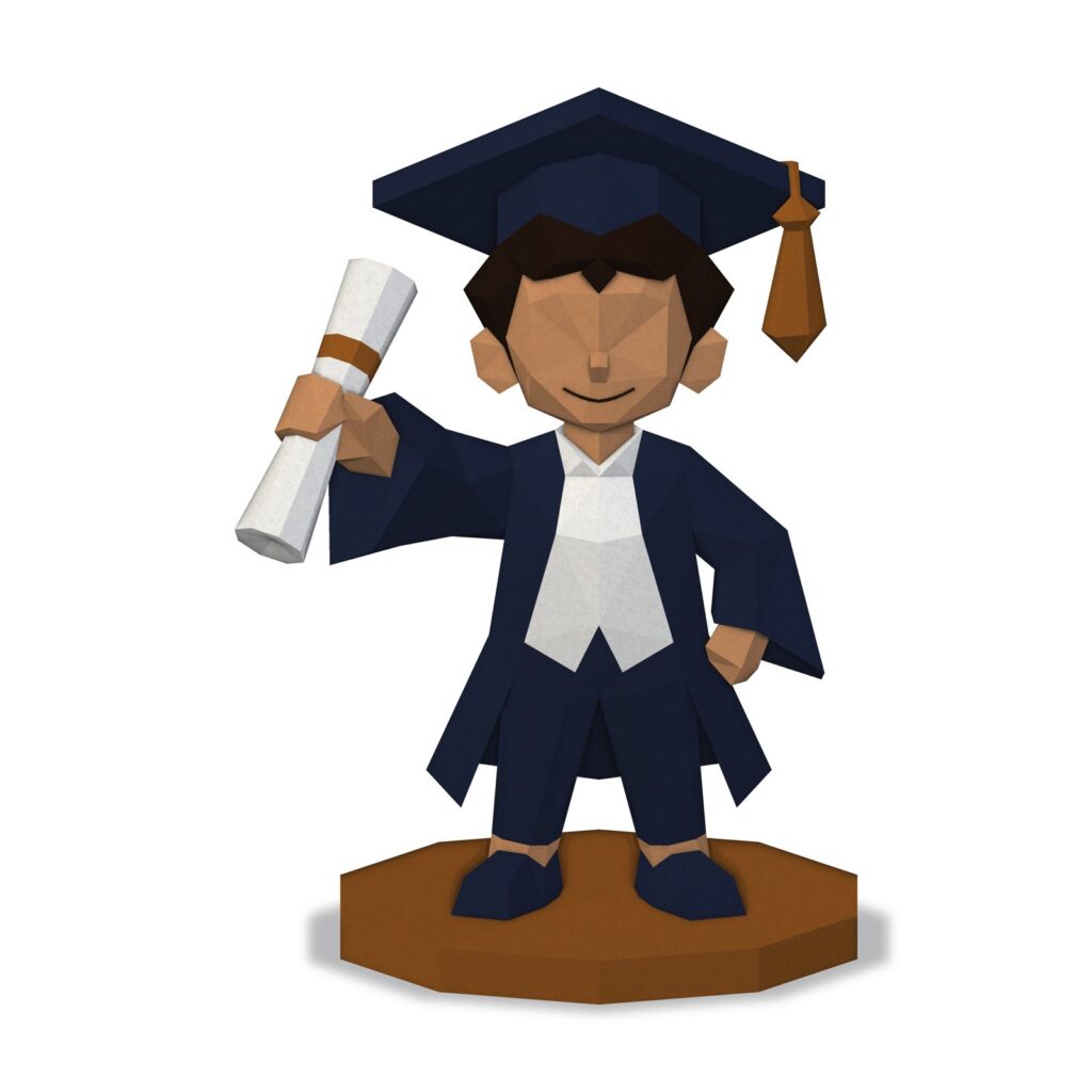 Papercraft garçon diplômé en origami 3D