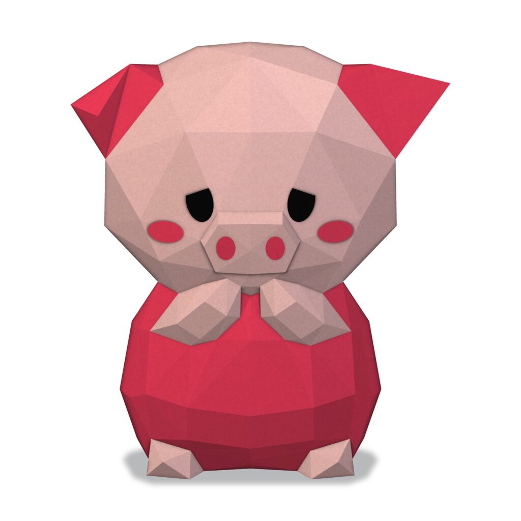 Papercraft Porcinet en origami 3D