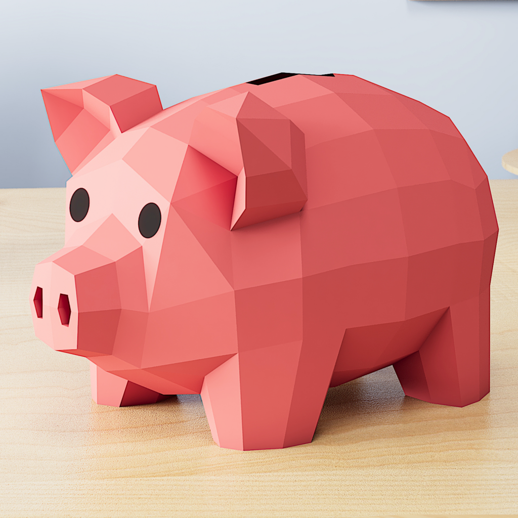 Piggy bank papercraft DIY | PDF, SVG | Printable template | Cricut, vue 2