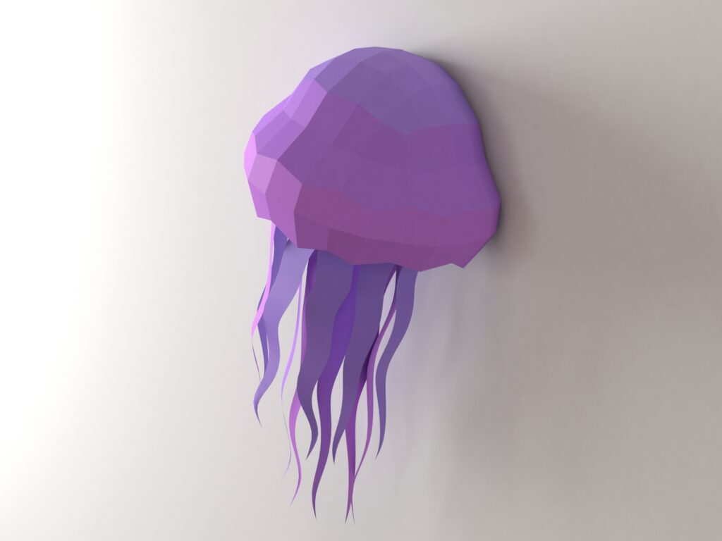 Jellyfish Papercraft Wall Decor | Low Poly | Room Decor | PDF,SVG | | Cricut, vue 4
