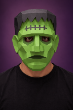 Papercraft Masque Frankenstein Halloween | Décoration Murale, vue 4