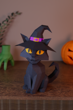 Papercraft Chat Noir Halloween à Poser | Décoration Papier, vue 3