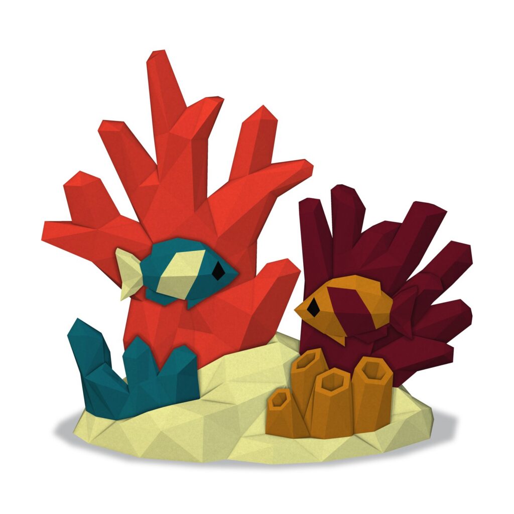 Papercraft récif corallien XL en origami 3D