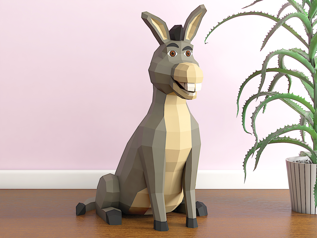 Donkey Papercraft DIY | PDF, SVG | Printable Template | Cricut, vue 4