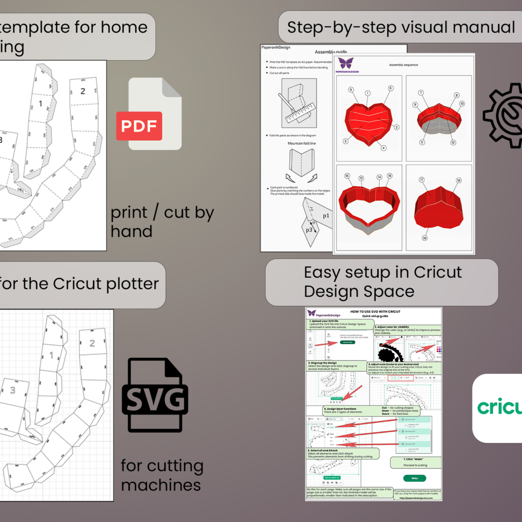 Papercraft Heart shaped box DIY | PDF,SVG | cruicut, vue 2