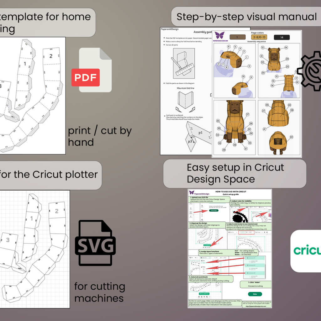 Capybara Papercraft Template | PDF, SVG | DIY Paper Sculpture, vue 2