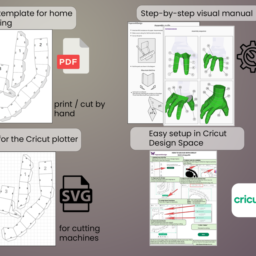 Hand Halloween Decor Papercraft | PDF , SVG | Printable template | Cricut, vue 2